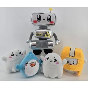 LankyBox Plush Lot LankyBot Boxy Thicc Shark & 2 Glowing Ghosty Plushies Works